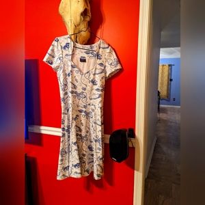 Underwater theme Retro Dress in White & Blue in Large